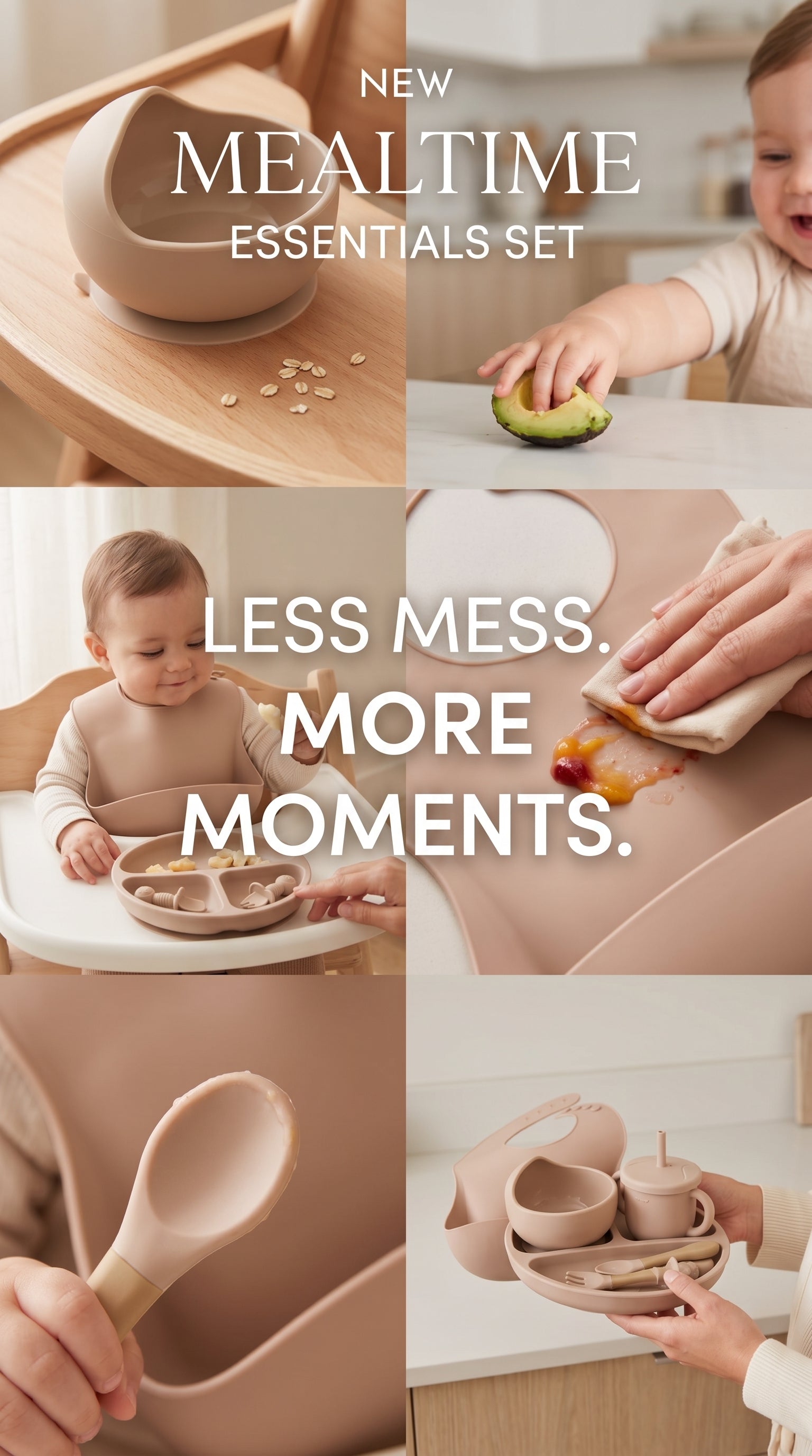 Modern silicone feeding set for toddlers ages 6 months and older. BPA free mealtime essential.