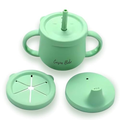 3 in 1 silicone transition cup for babies and toddlers.