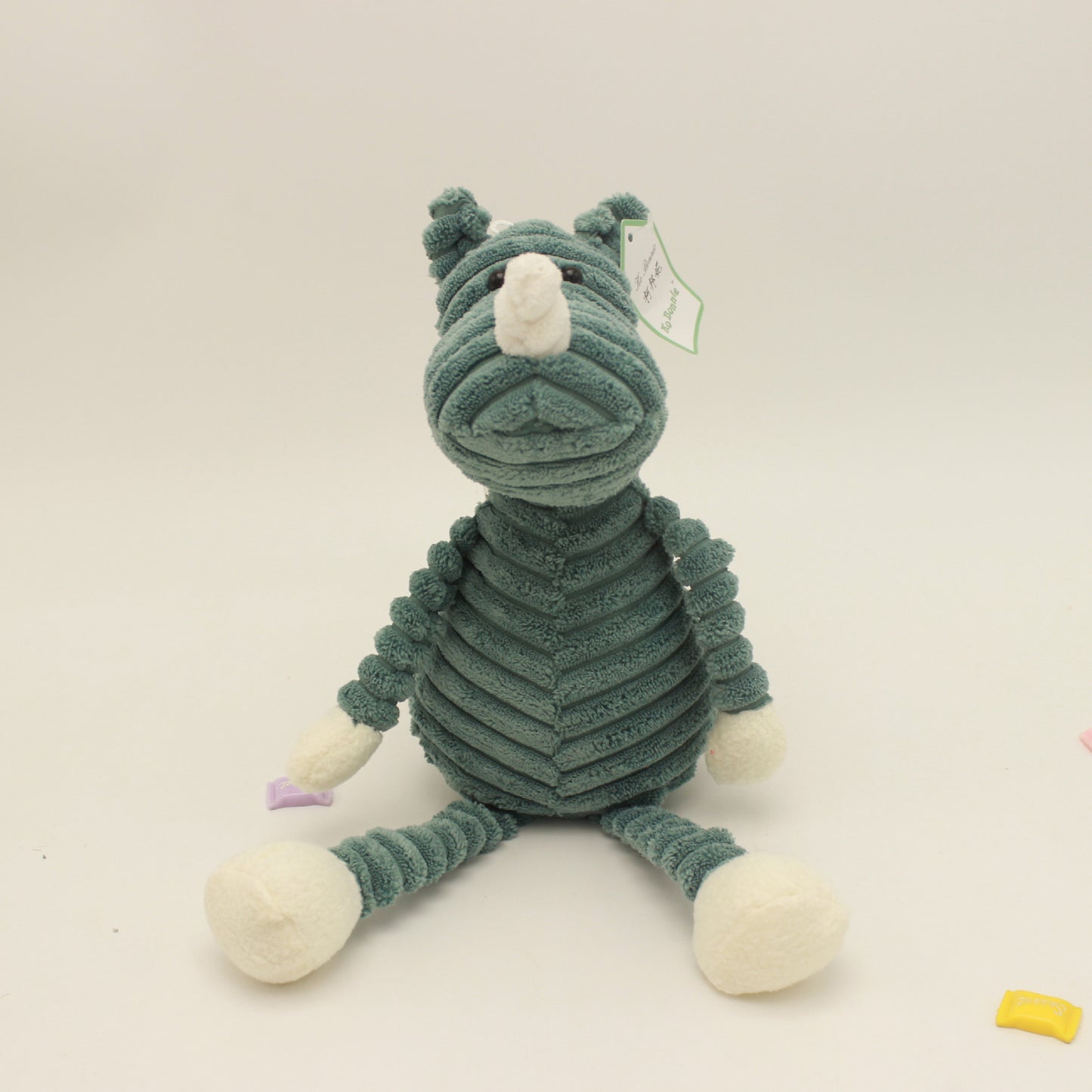 Soft plush stuffed animal toys for toddlers, for comfort and play, useful for nap time, travel, on the go. Rhino.