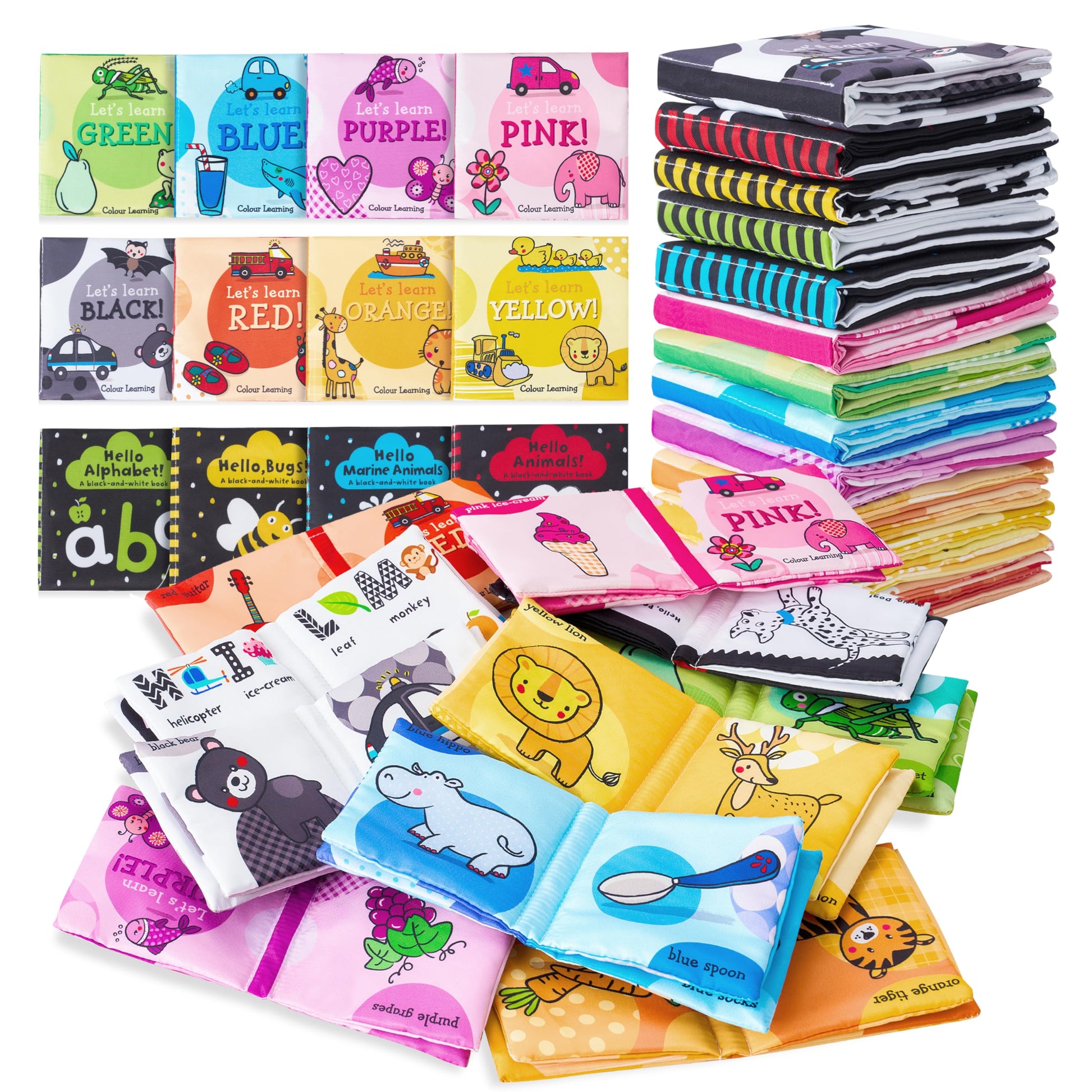 Baby sensory soft book set for infant development and early learning