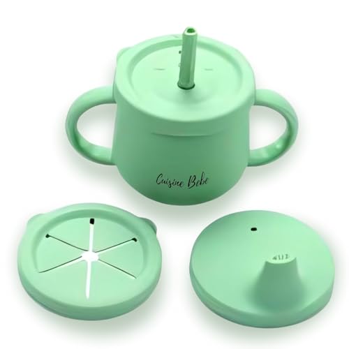 3 in 1 silicone transition cup for babies and toddlers.