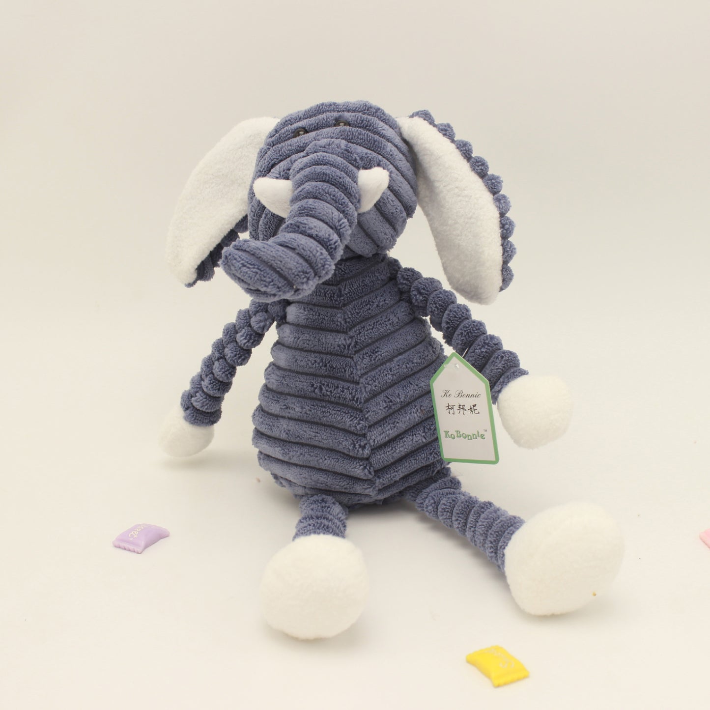 Soft plush stuffed animal toys for toddlers, for comfort and play, useful for nap time, travel, on the go. Elephant.