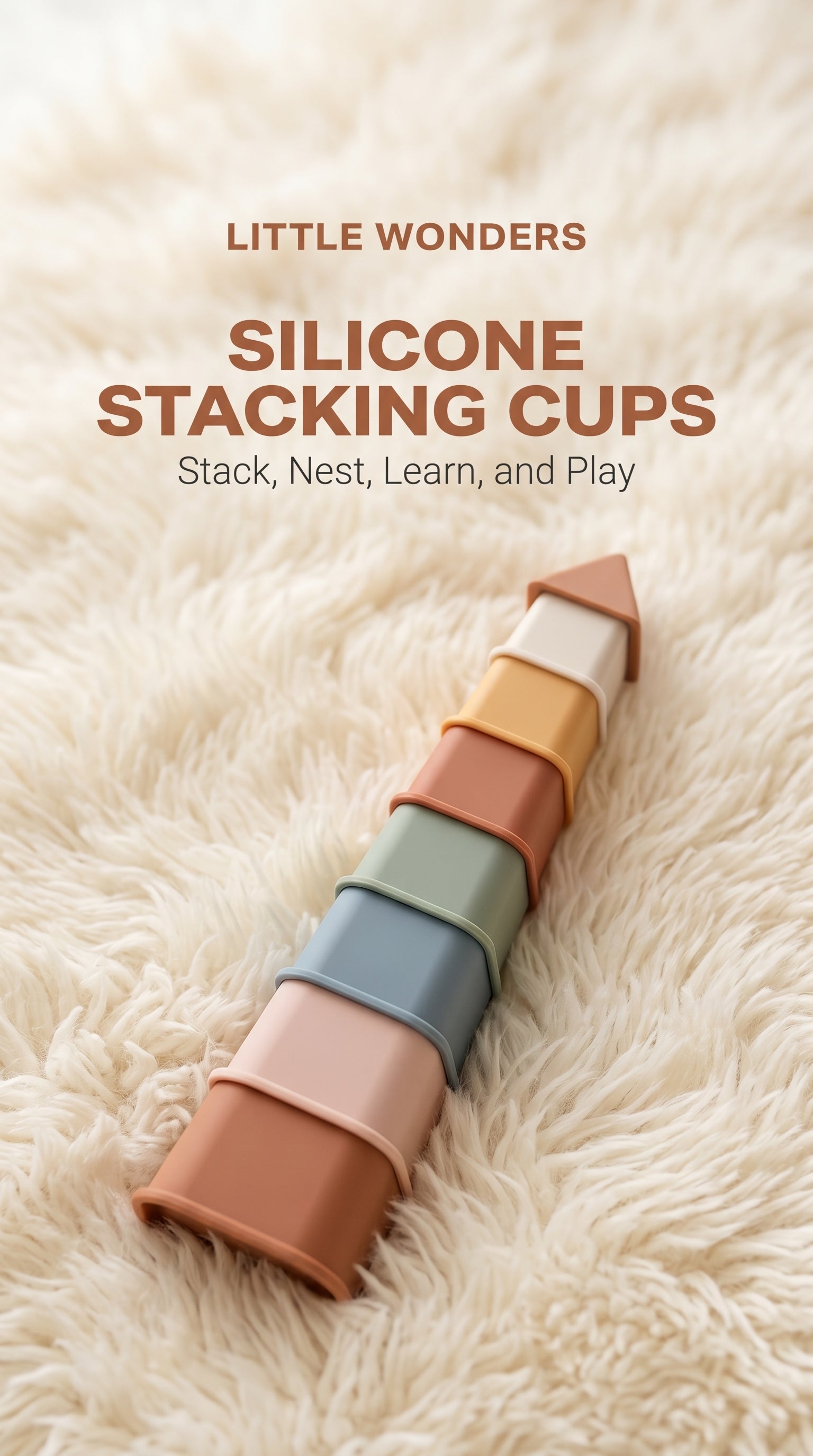Silicone stacking cups set for babies and toddlers sensory play.